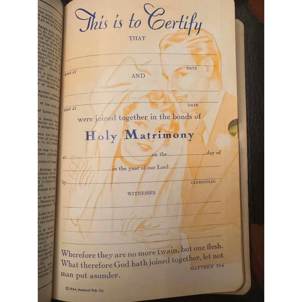 Vintage Genuine Leather Holy Bible KJV Master Guide Red Letter Thumb Index 1945